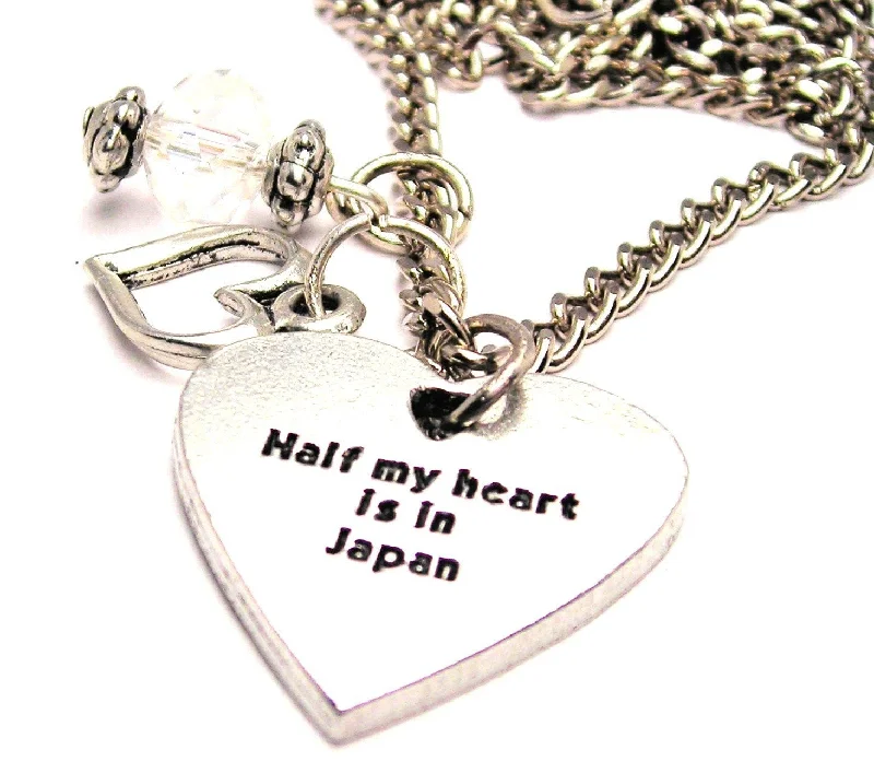 vintage pendant necklaces -Half My Heart Is In Japan Necklace with Small Heart