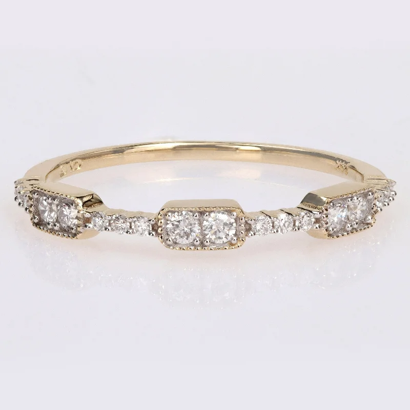 unique gemstone rings -Miadora 1/4ct TDW Diamond Semi-Eternity Stackable Ring in 14k Yellow Gold