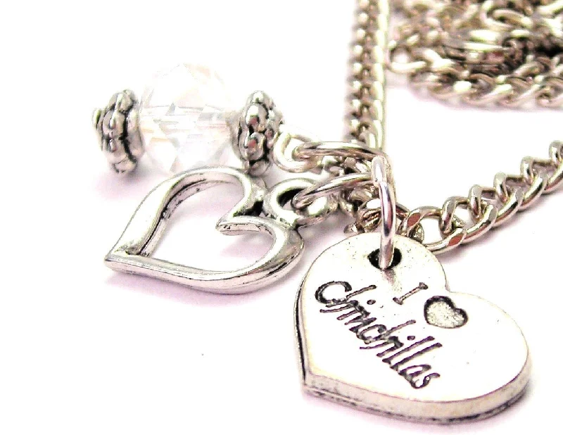 adjustable gold necklaces for women -I Love Chinchillas Necklace with Small Heart