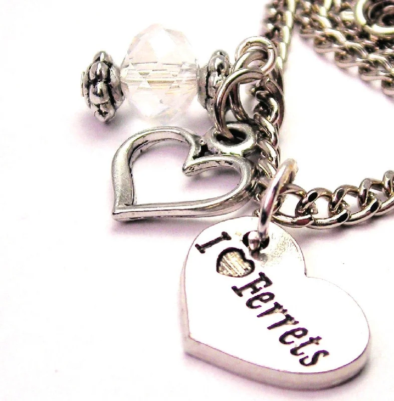 men's style necklaces for women -I Love Ferrets Necklace with Small Heart