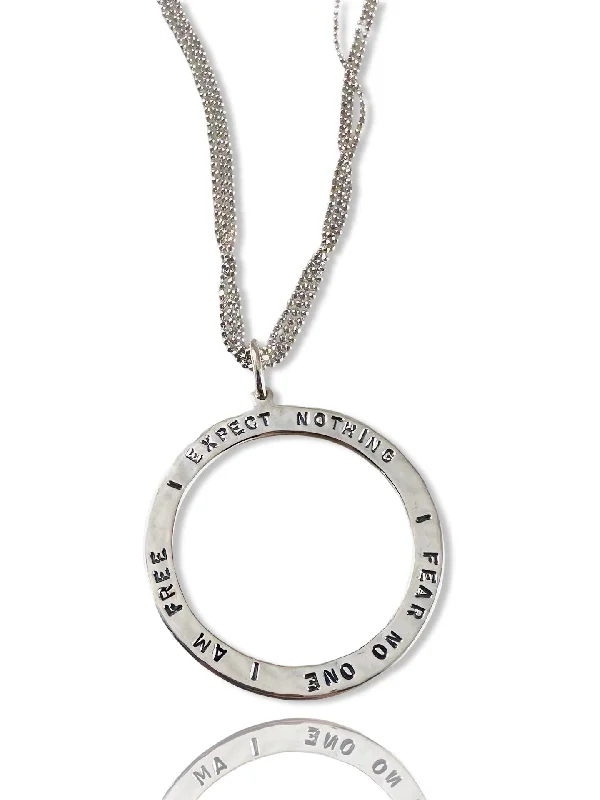 charm necklaces for women -GK Designs 24” Sterling silver 'I Am Free’  Necklace