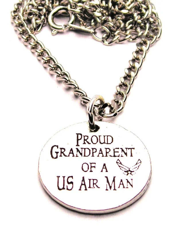 personalized heart necklaces -Proud Grandparent Of A Us Air Man Single Charm Necklace