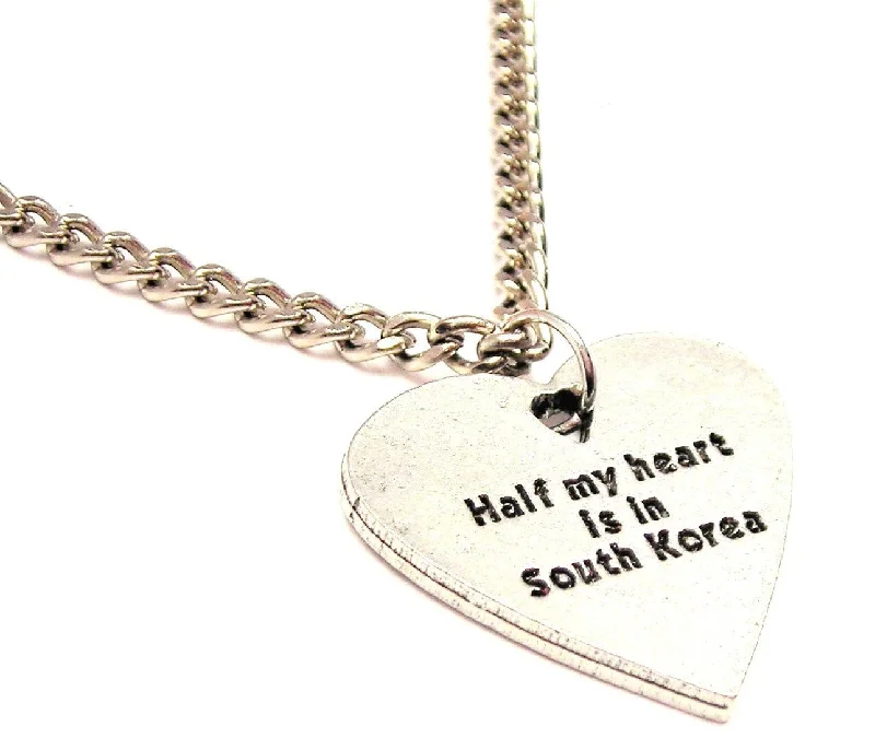 gemstone pendant necklaces for women -Half My Heart Is In South Korea Single Charm Necklace