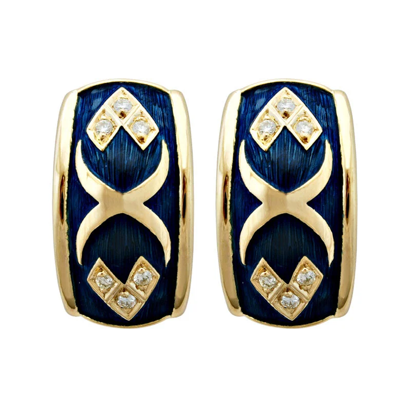 modern earrings for women -Earrings-Diamond (Enamel)