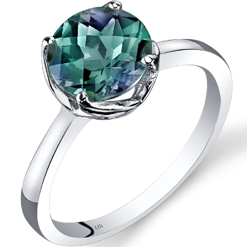 vintage solitaire rings -14k White Gold 2.25ct Created Alexandrite Ring