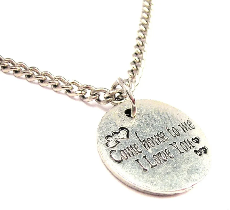 gemstone drop necklaces -Come Home To Me I Love You Military Love Token Single Charm Necklace