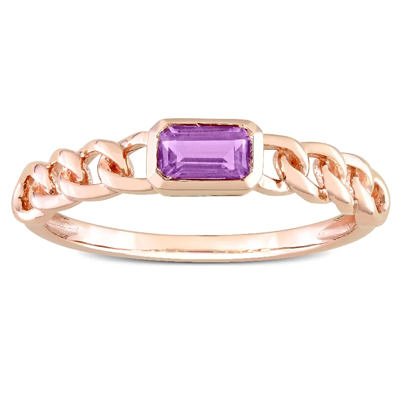 luxury diamond wedding rings -Miadora 10k Rose Gold African Amethyst Stackable Link Ring