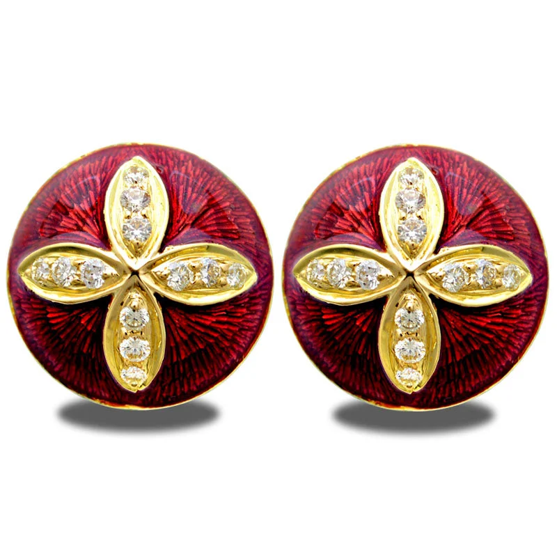 gemstone stud earrings -Earrings-Diamond (Enamel)