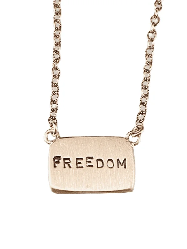 classic pendant necklaces for women -16" Sterling Silver 'Freedom' Tag Necklace