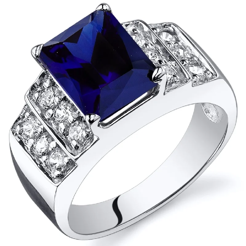 vintage wedding rings for women -Sterling Silver 3 ct Created Sapphire Birthstone Ring