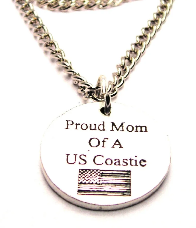 birthstone pendant necklaces -Proud Mom Of A Us Coastie Single Charm Necklace