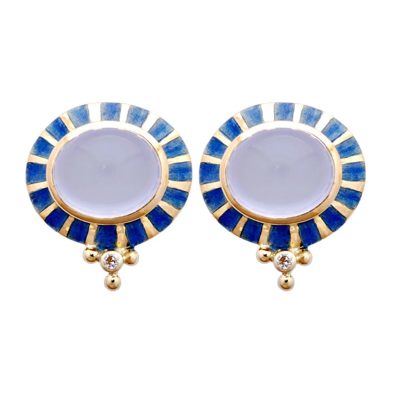 fashion earrings for women -Earrings-Chalcedony, and Diamond (Enamel)