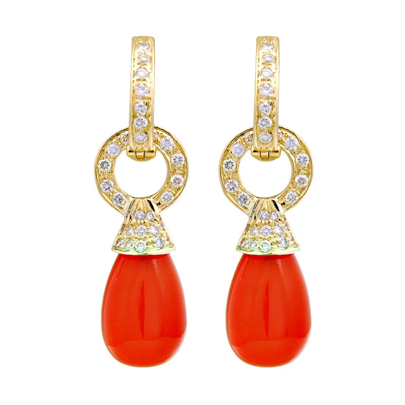 big stud earrings for women -Earrings-Cornelian and Diamond