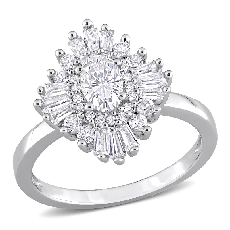 large statement rings -Miadora 2 3/8ct TGW Created White Sapphire Floral Ring in Sterling Silver