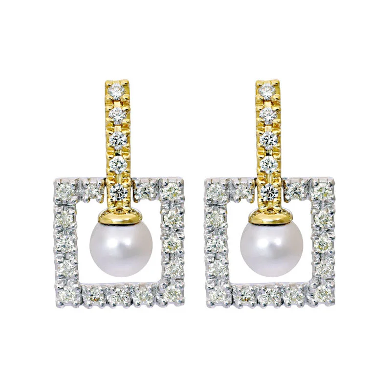 luxury gold earrings for women -Earrings-South Sea Pearl and Diamond