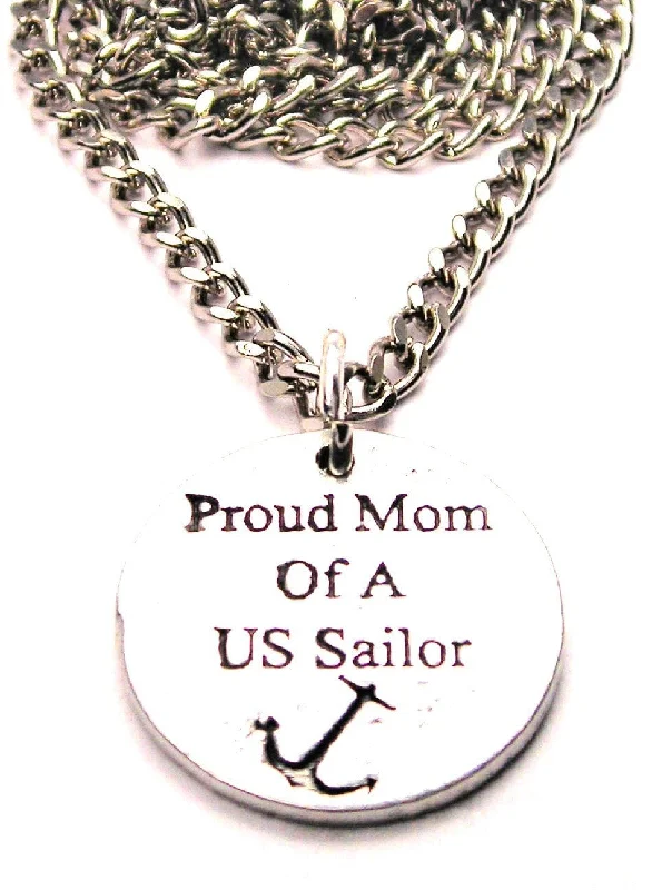 diamond pendant necklaces for women -Proud Mom Of A Us Sailor Single Charm Necklace