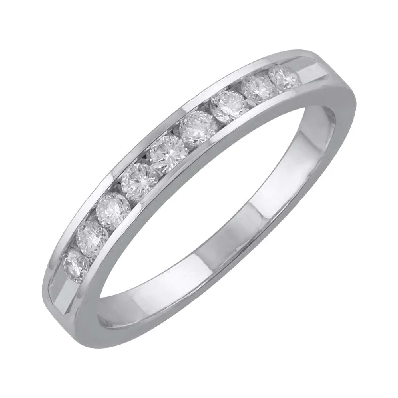 unique gemstone rings -1/3 Carat Channel Set Round Diamond Wedding Band Ring in Gold