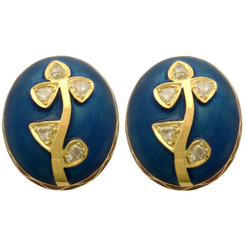 clip-on earrings for women -Earrings-Diamond (Enamel)