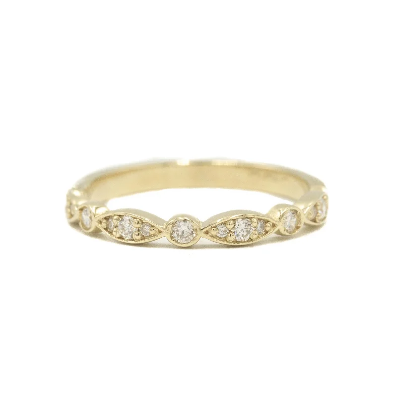 fashion promise rings -14ky Marquise & Round Diamond Band