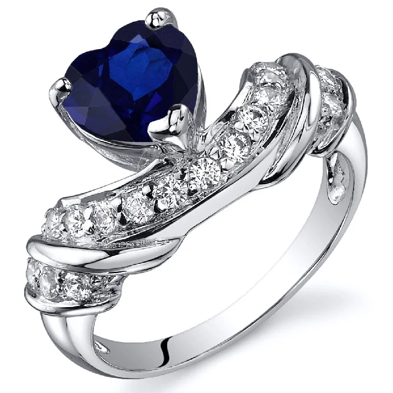 engagement rings for women -Sterling Silver 2 ct Created Sapphire Birthstone Ring