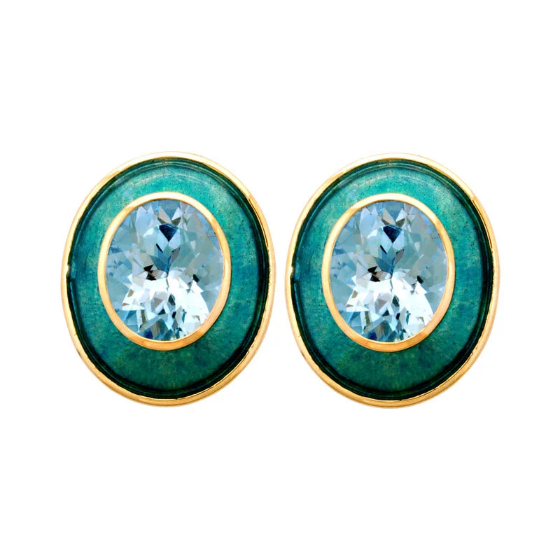 pearl earrings for women -Earrings-Blue Topaz (Enamel)