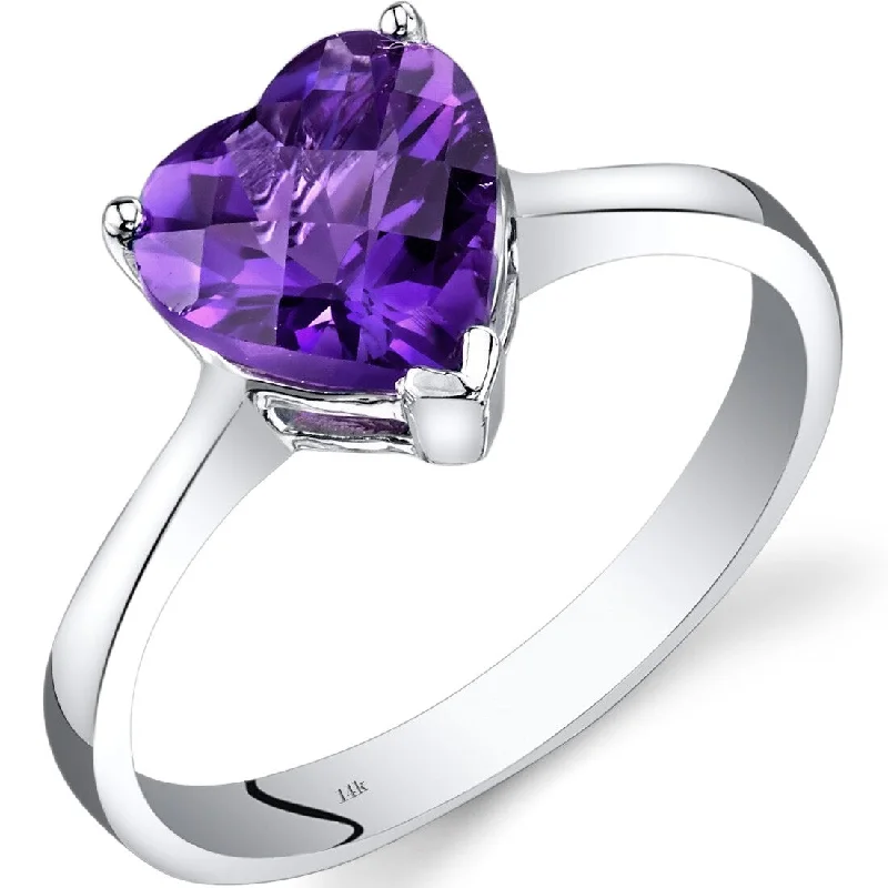 engagement rings with diamonds -14k White Gold 1.5ct Amethyst Solitaire Ring