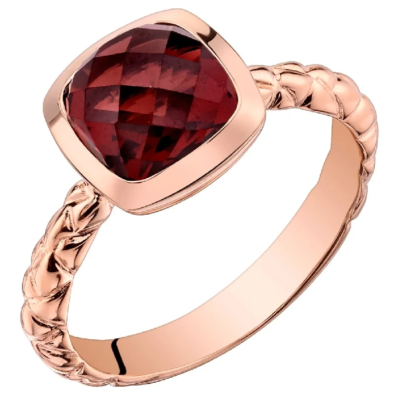 infinity rings for women -14k Rose Gold 2.5ct Garnet Solitaire Birthstone Ring