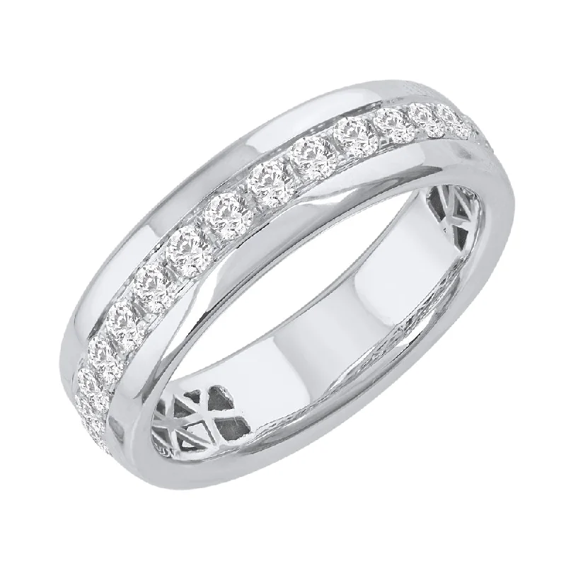 anniversary rings with diamonds -3/4 Carat Diamond Unisex Wedding Band Ring in White Gold