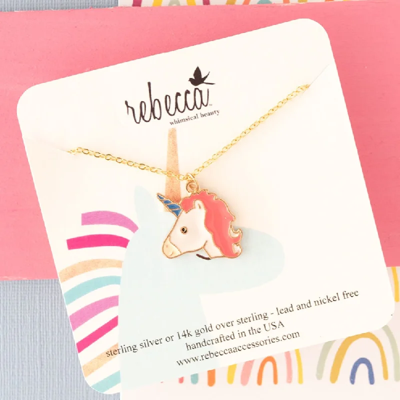 pearl necklaces for women -Birthday Unicorn Enamel Necklace