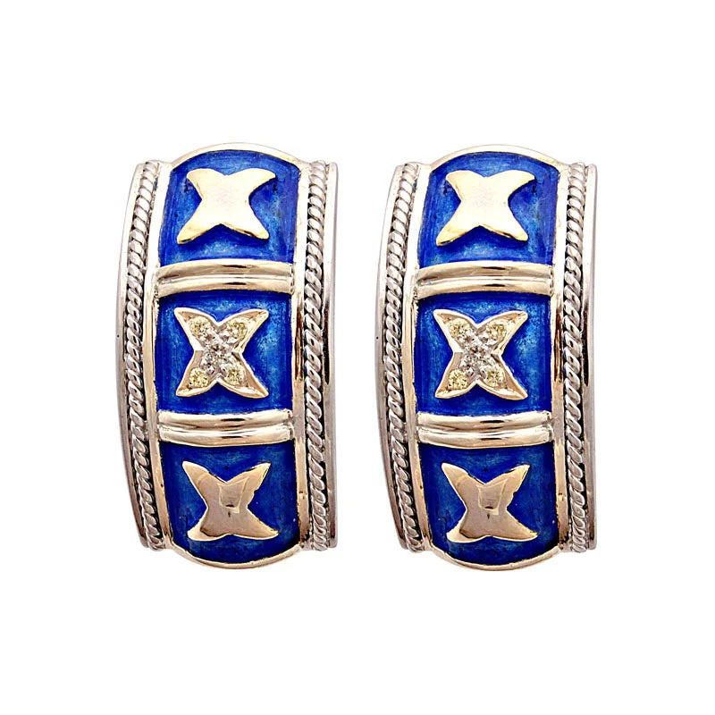 adjustable earrings for women -Earrings-Diamond (Enamel)