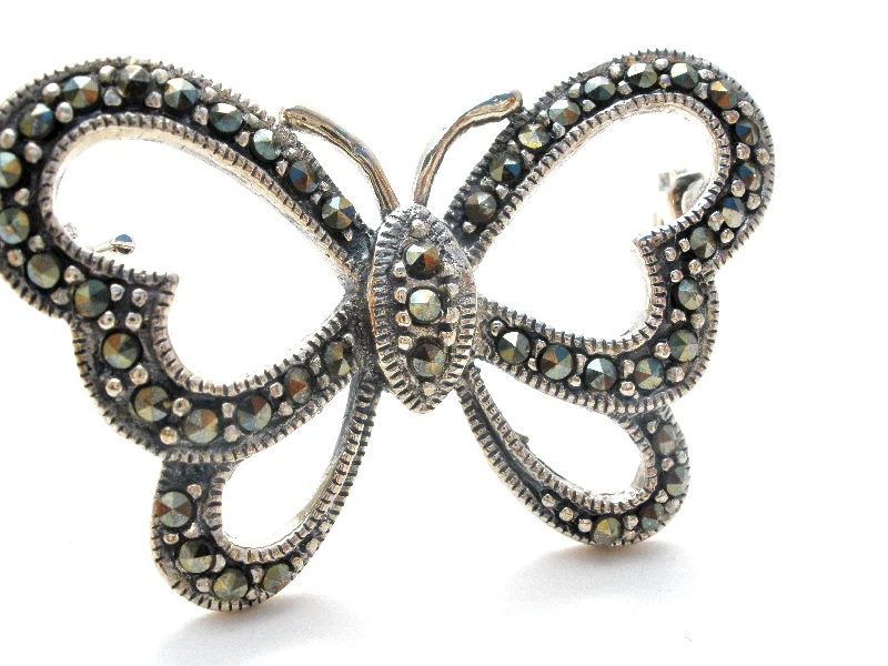 Sterling Silver Open Work Butterfly Brooch Pin