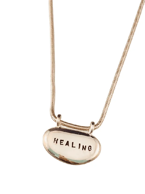 fashion statement necklaces for women -16” Healing Sterling Beach Stone Necklace