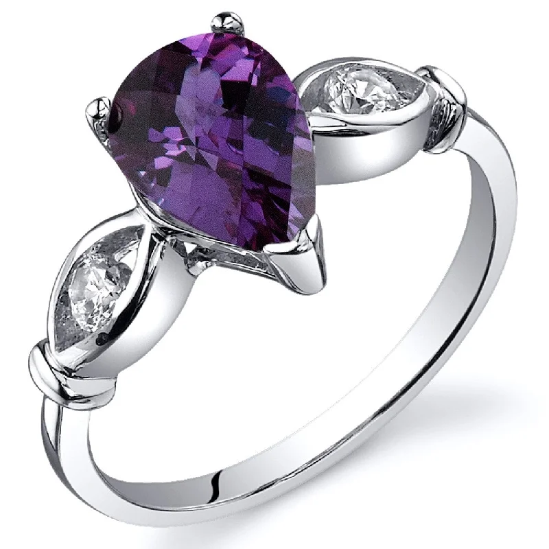 engagement rings with diamonds -Sterling Silver 1.75 ct Color-changing Alexandrite Ring