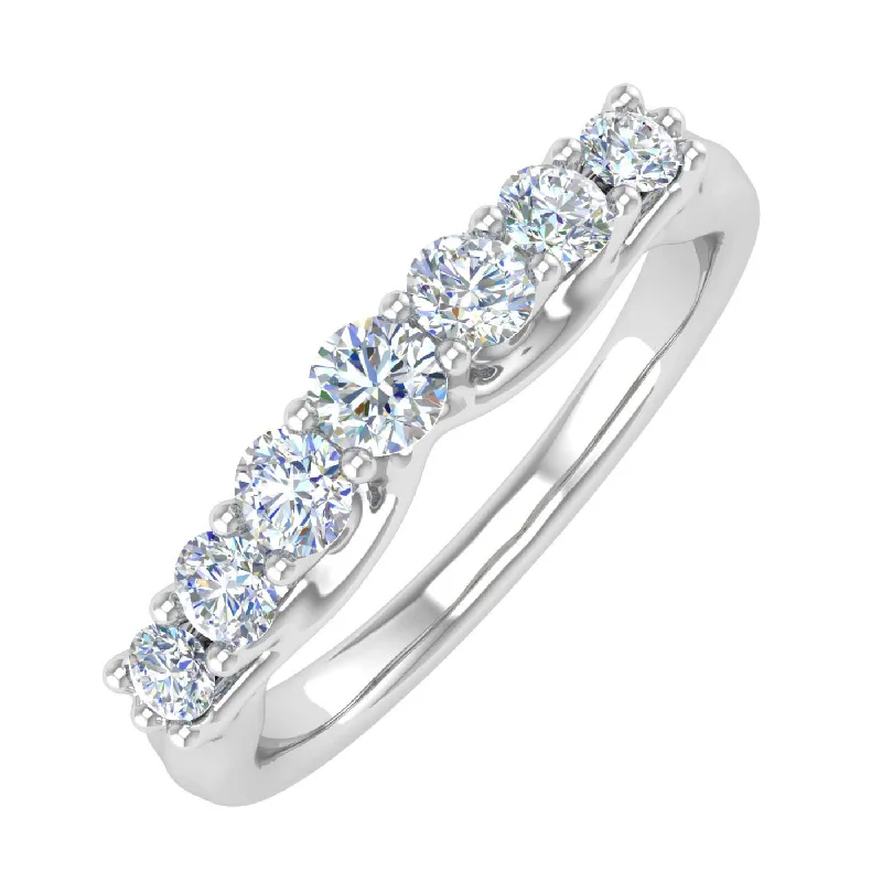 fashion promise rings -1/2 Carat 7-Stone Diamond Wedding Band Ring in Gold