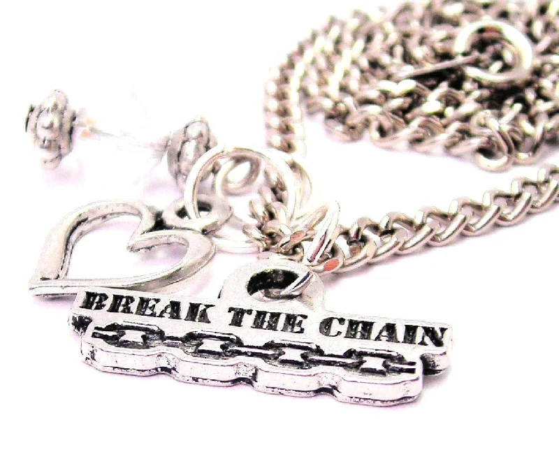 stylish necklaces for women -Break The Chain Necklace with Small Heart