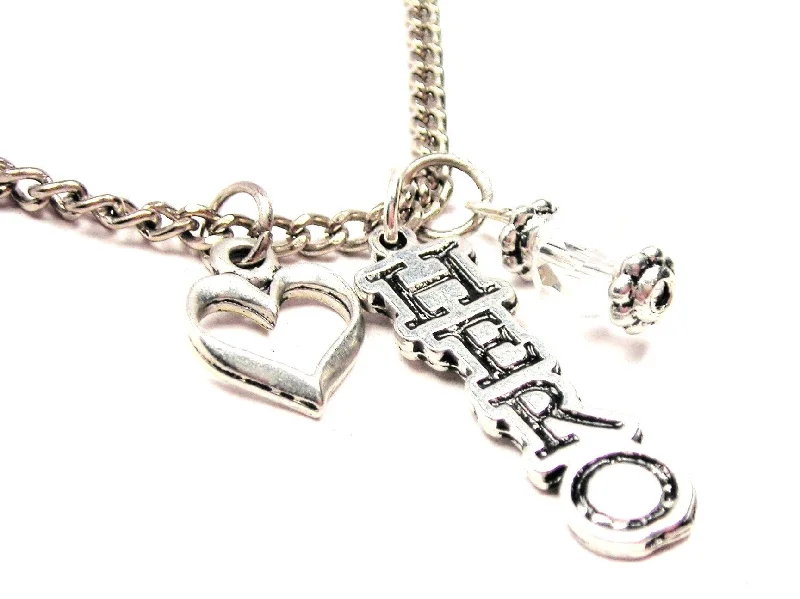 rose gold necklaces for women -Hero Letters Going Down Necklace with Small Heart