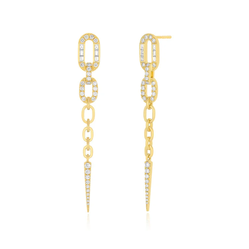 creative earrings for women -Diamond Graduated Chain Drop Earrings