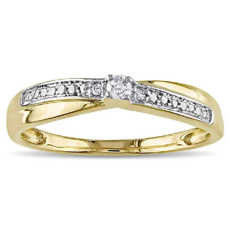 heart diamond rings for women -Miadora 10k Yellow Gold Diamond Promise Ring