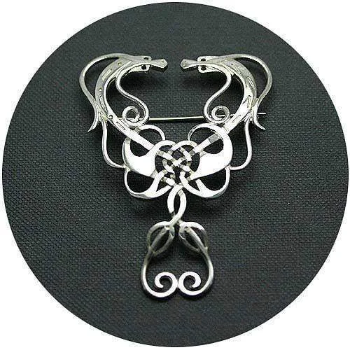 Silver Celtic Dragon Brooch - Z18