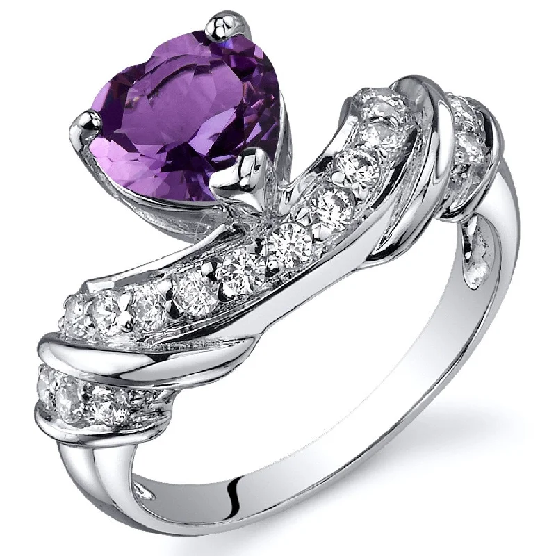 luxury rose gold rings -Sterling Silver 1 ct Amethyst Promise Ring