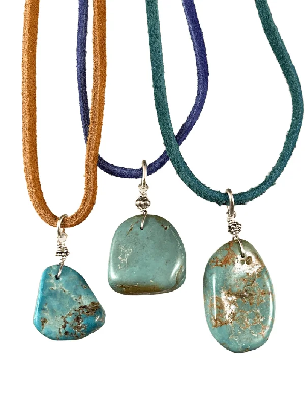 charm necklaces for women -16" Turquoise on Colored Suede Necklace / 2