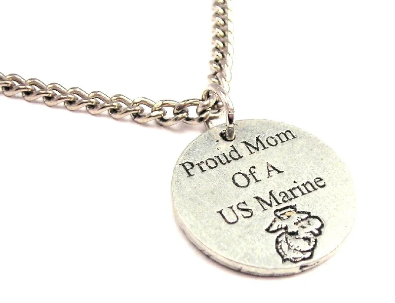 turquoise necklaces for women -Proud Mom Of A Us Marine Single Charm Necklace