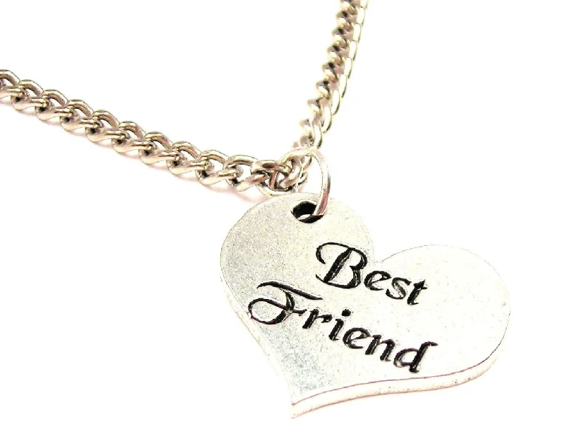 luxury gold necklaces for women -Best Friend Heart Single Charm Necklace