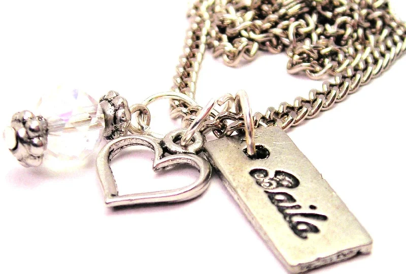 vintage necklaces for women -Baila Tab Necklace with Small Heart