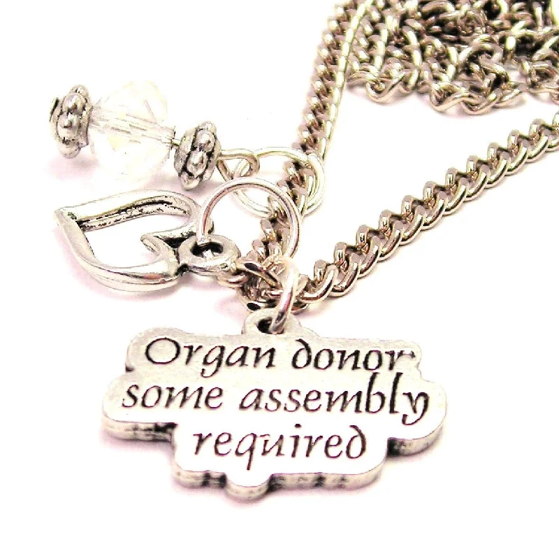 sterling silver necklaces for women -Organ Donor Some Assembly Required Necklace with Small Heart