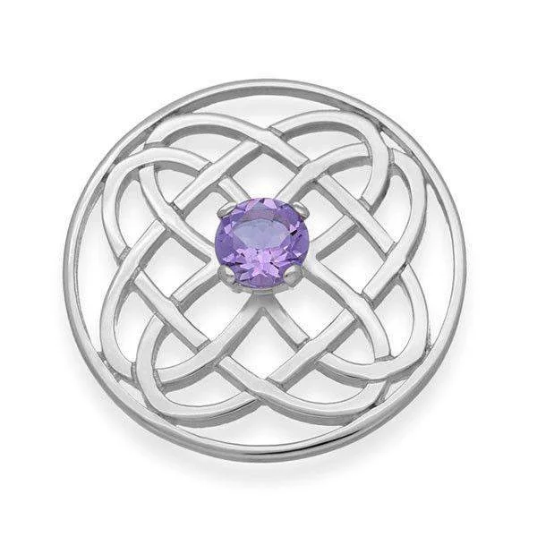 Silver or Gold Celtic Brooch with Amethyst - CB128