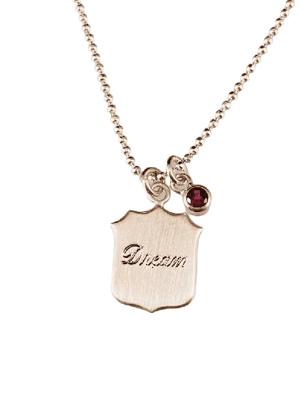 adjustable gold necklaces for women -Dream Shield Necklace with Rhodolite Garnet Charm