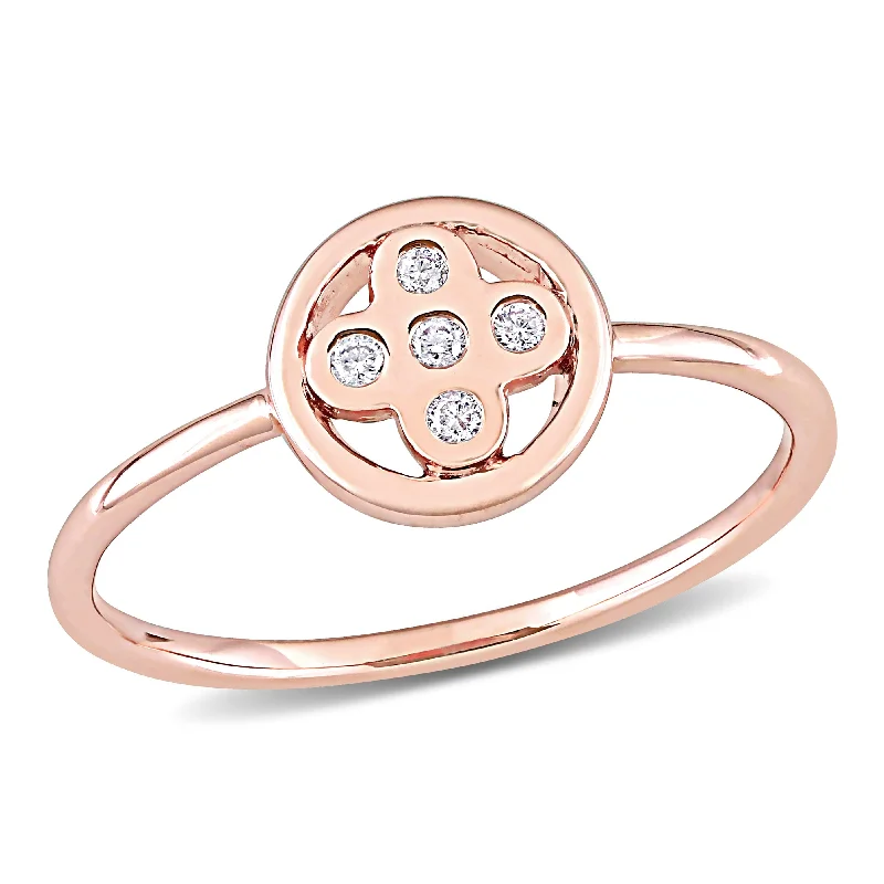 statement rings for women -Miadora 10k Rose Gold Diamond Accent Geometric Circular Flower Ring