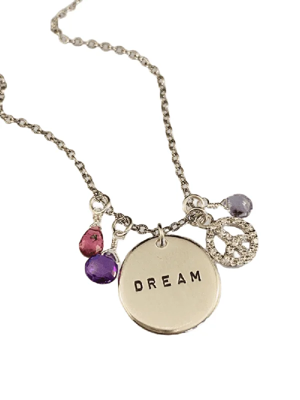 custom pendant necklaces for women -16” Dream & Peace Gemstone Charm Necklace