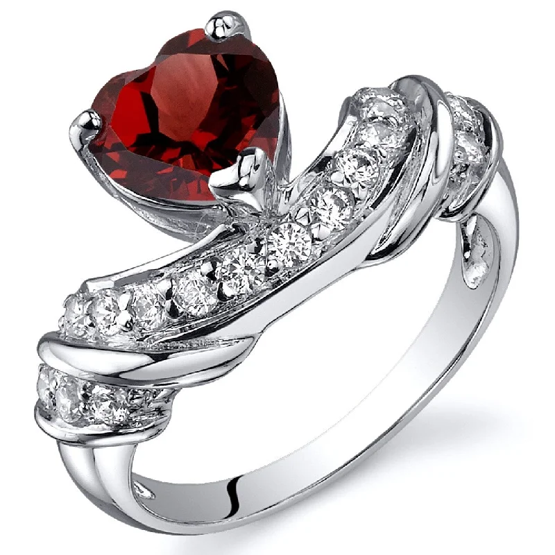 unique diamond rings for women -Sterling Silver 1.5 ct Garnet Birthstone Ring